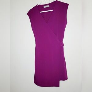 Everlane Dress Japanese GoWeave Short-sleeve Mini Wrap Women's 00 Plum Pockets